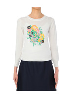 フラワーデザインニットプルオーバー/グリーン系(521)