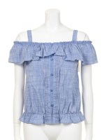 フリルオフショルブラウス/サックス