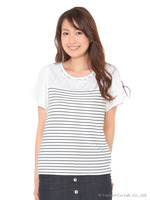 リップルボーダー胸レースP/O/クロ