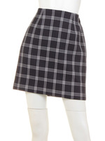 ワッフルチェックタイトミニスカート/サックスブルー