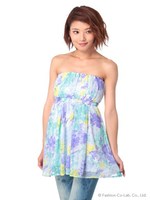 水彩プリントベアチュニック/ピンク