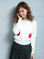 りんご刺繍カーデ/ブラック