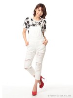 クラッシュデニムサロペット/シロ