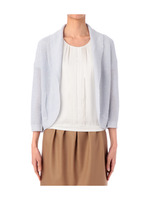 リネン混ニットカーディガン/ブルー系(491)