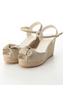 リボンウェッジサンダル/Beige