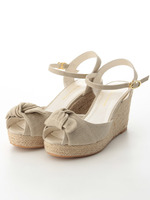 リボンウェッジサンダル/Beige
