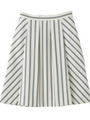 [S]ストライプ柄タックフレアスカート/ホワイト(302)
