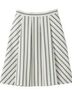 [S]ストライプ柄タックフレアスカート/ホワイト(302)