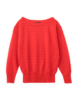 [S]ボーダードルマン風ニット/ダークオレンジ(068)