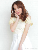 クロススリーブパールトップス/イエロー