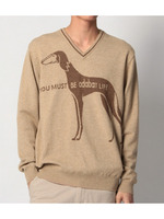 サルーキジャカードVネックニット/ライトベージュ(951)