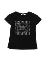 チュールドット柄×ロゴプリントTシャツ/ブラック(019)