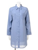 リネン混ロングシャツワンピース/オフホワイト