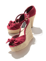 リボンウエッジシューズ/WINE