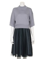 ルーズニットチュールワンピース/GRY