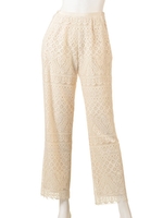 レースワイドパンツ/BLK