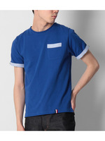 天竺ストライプ半袖Tシャツ/ブルー(092)