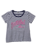 STRIPED JERSEY TOP/NAVY