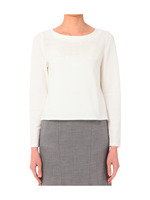 [L]クルーネックデザインカットソー/ホワイト(003)