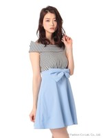 オフショル切り替えワンピース/ホワイト