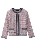 ツイード風ニットカーディガン/ピンク系(473)