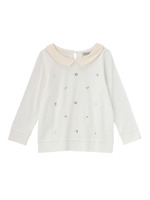 ビジュー使いラウンドカラーカットソー/オフホワイト(003)