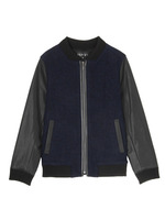 ブークレ切り替えノーカラージャケット/ネイビー系(093)