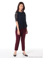 レース×マジョリカジョーゼットオールインワン/ボルドー