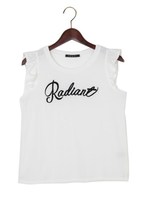 袖フリルロゴ/T/キャメル