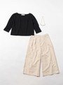 【ＮＥＴ限定】カット×ガウチョ×ネックレス３点ＳＥＴ/ベージュ