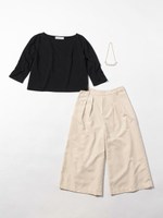 【ＮＥＴ限定】カット×ガウチョ×ネックレス３点ＳＥＴ/ベージュ