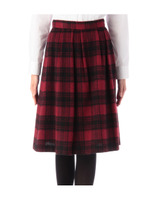 チェック柄ミモレ丈スカート/ワインレッド(263)