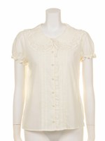 トーションレース衿パフスリーブBL/クリーム