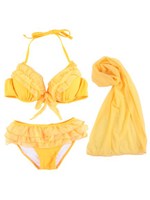 パレオ付キフリルビキニ/イエロー