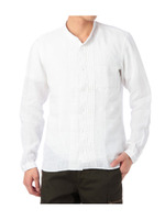 ピンタック使いスタンドカラーリネンシャツ/ホワイト(001)