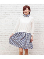 フェイクレイヤードシャツドッキングワンピース/アイボリー(004)