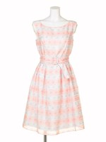 フラワーボーダープリントOP/グレイッシュピンク