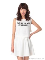 ベア付きロゴプリントノースリSET UP/ネイビー