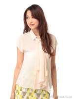 ボウタイブラウス/ベージュ