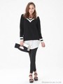 ラインVネックニットTOPS/BLK