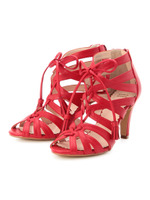 多重ストラップレースアップサンダル/レッド系(062)