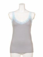 天竺レースＶネックタンク/ブラック