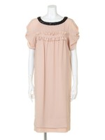 【Sov.】ビジュー付ソフトジョーゼットOP/ピンクベージュ