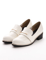 【新色追加】【BABY PURE】ゴールドアクセントローファー/ベージュエナメル