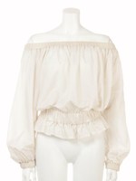 オフショルダーボリュームスリーブBL/ブラック（ギンガムチェック）