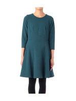 ストレッチ七分袖フレアワンピース/ダークグリーン(023)