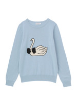 リボン付きスワン柄ニット/オフホワイト(003)