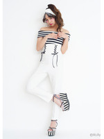 LILICIOUSストライプソールウエッジサンダル/BEG×BLUE