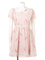 MoonFeatherプリントワンピース/ピンク