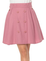 Wボタンタックスカート/ピンク